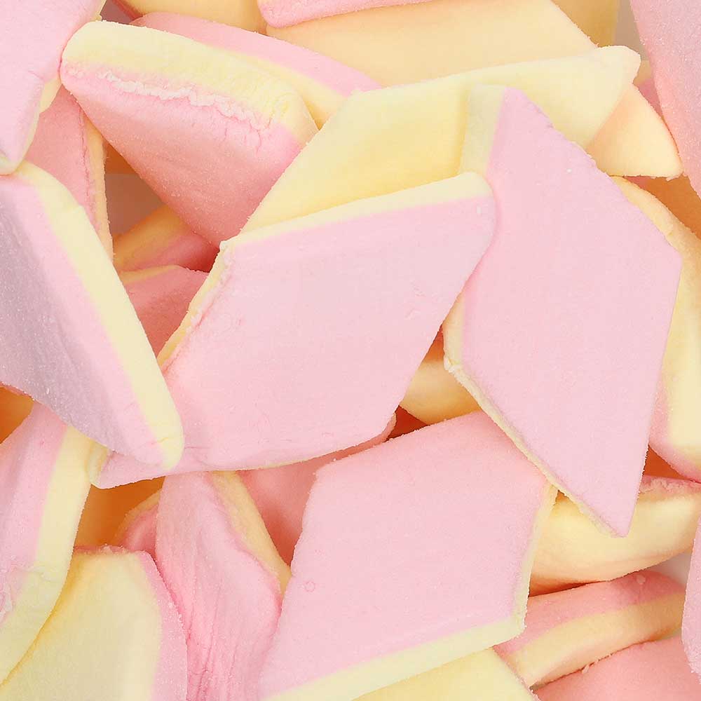 Haribo Chamallows Rombiss Schaumzucker-Rauten mit Vanille und Erdbeergeschmack 225g – Detailansicht