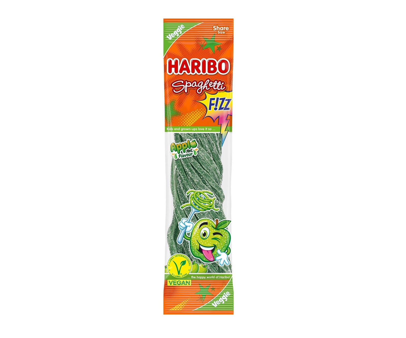 Haribo Spaghetti Apple FIZZ vegane Fruchtgummi Schnüre 200g
