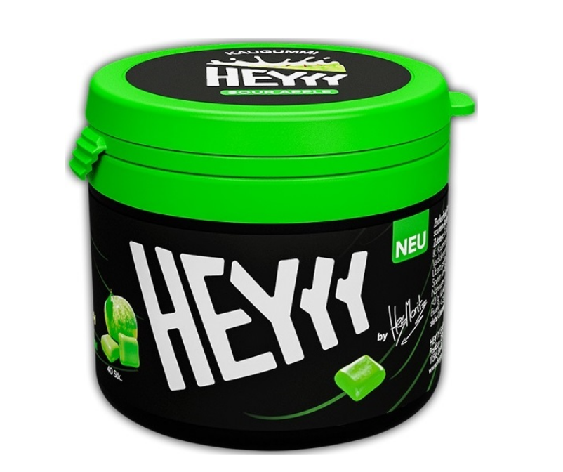 Heyyy Kaugummi Sour Apple 68g Dose mit grünem Apfelgeschmack