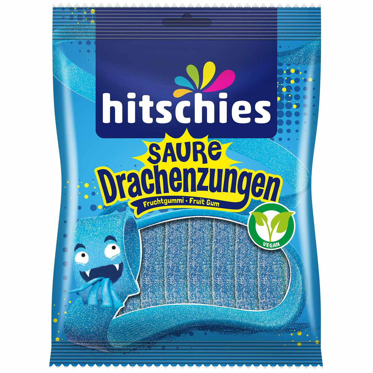 Hitschies Saure Drachenzungen Blau Fruchtgummi vegan 125 g