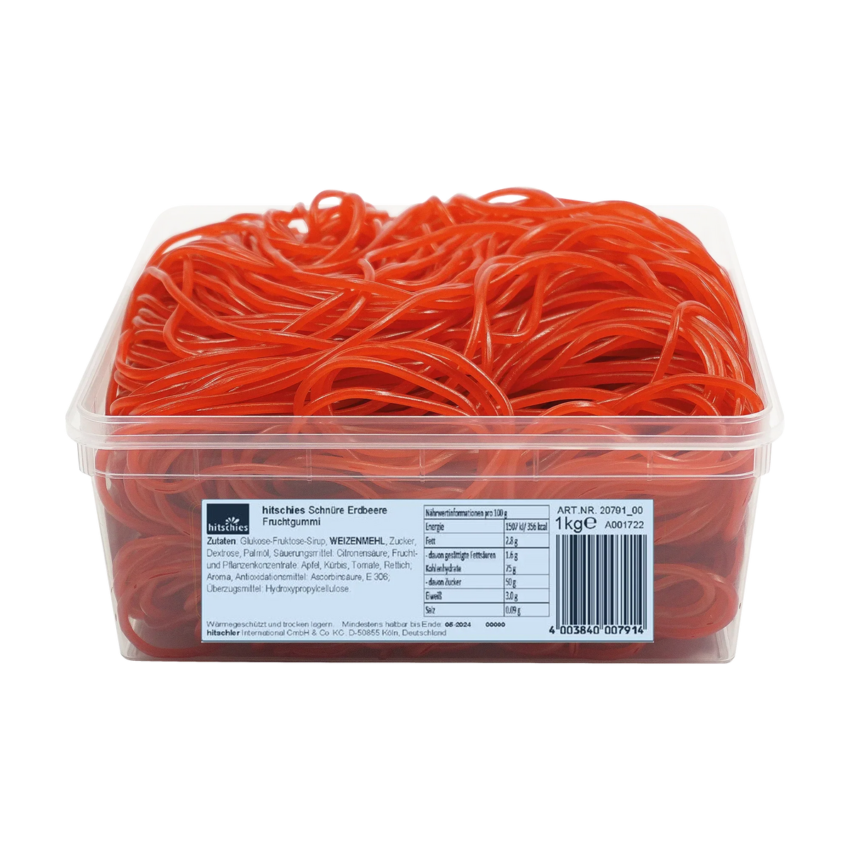 Hitschies Schnüre Erdbeere Fruchtgummi 1000g Beutel – Detailansicht