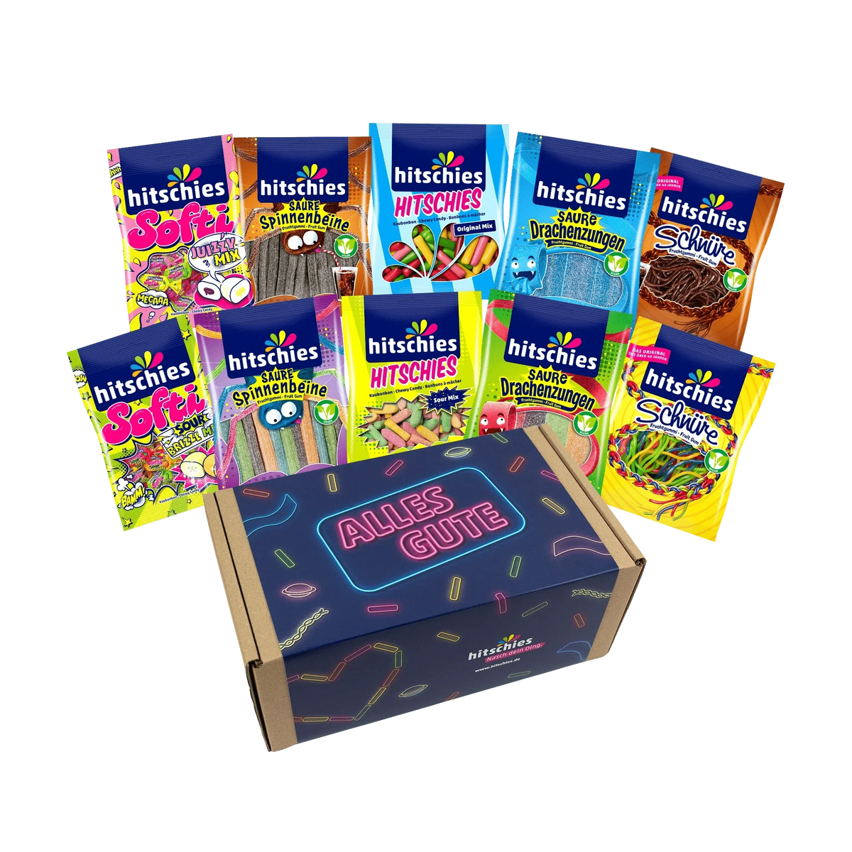 Hitschies Alles Gute Box Fruchtgummi Kaubonbons 1080g Geschenkbox – Detailansicht