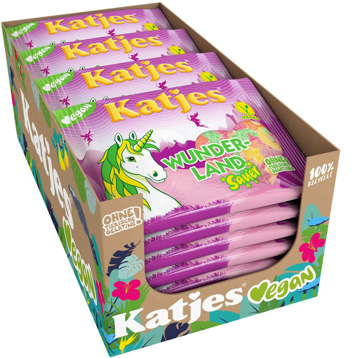 Katjes Wunderland Sauer Fruchtgummi 175g – Vegan, Fruchtig-Sauer – Seitenansicht