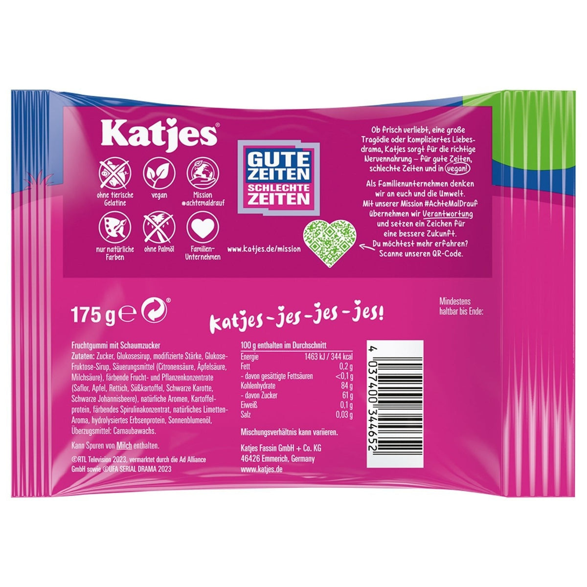 Katjes GZSZ Fruchtgummi mit Schaumzucker 175g vegane Nascherei – Detailansicht