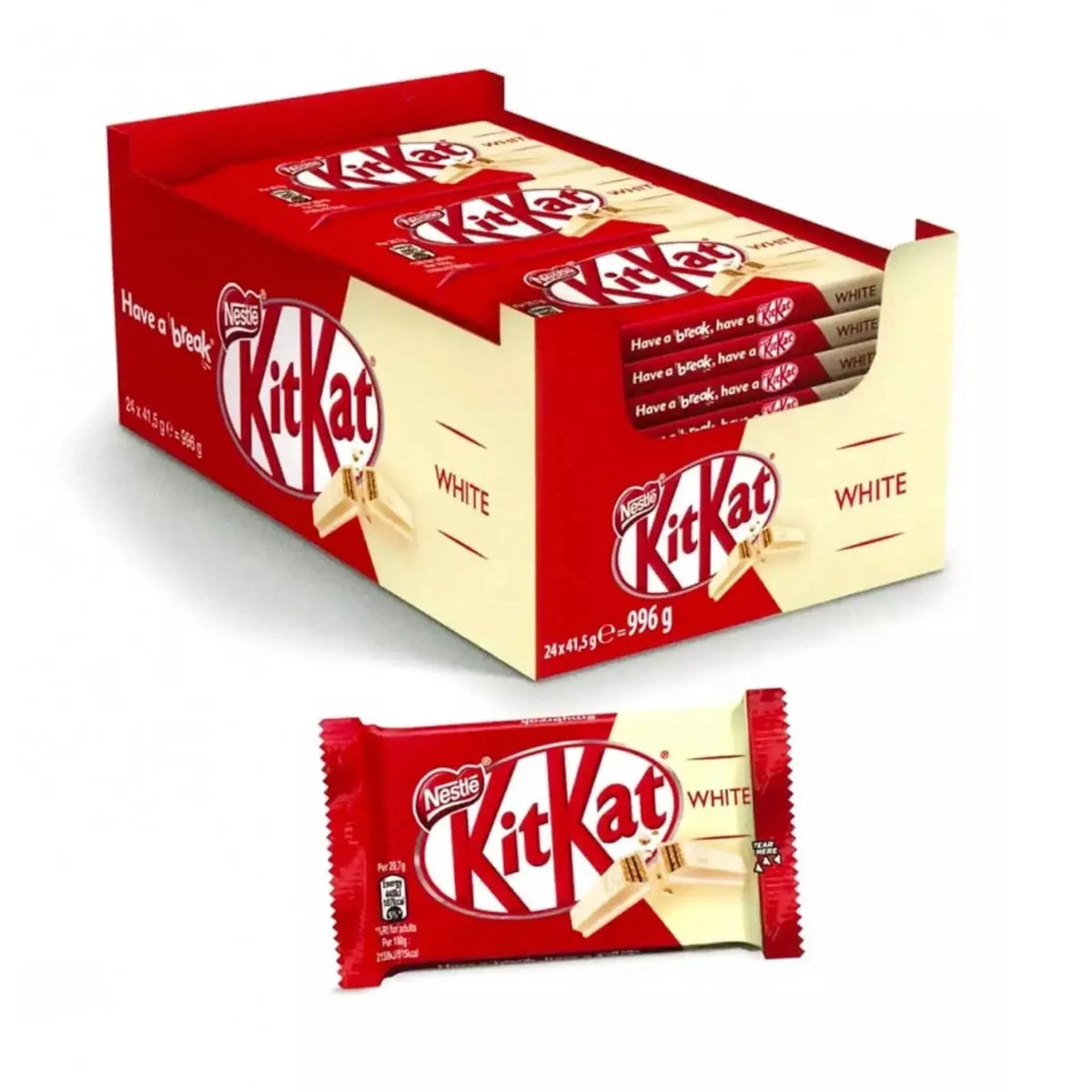 KitKat White Chocolate Knusperwaffel 24er Pack 41,5g Riegel – Produktansicht