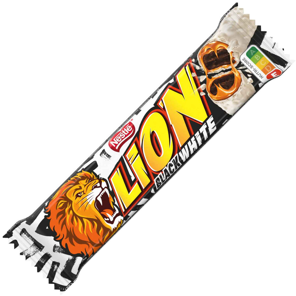 Lion Black & White Riegel aus Kakaowaffeln 24x42g Packung – Detailansicht