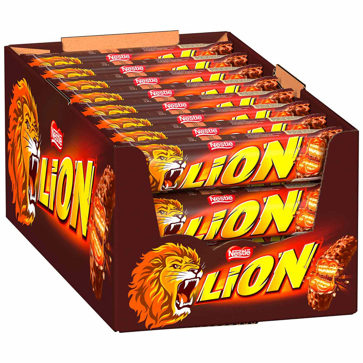 Lion Riegel 24x42g einzeln verpackt mit Karamell und Milchschokolade – Produktansicht