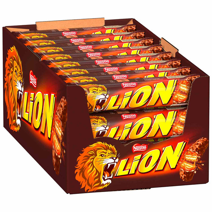 Lion Riegel 24x42g einzeln verpackt mit Karamell und Milchschokolade – Produktansicht