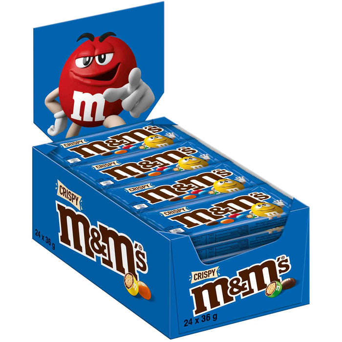 M&M´s M&M'S Crispy Milchschokolade Knusperreis 24×36g Thekendisplay – Produktansicht