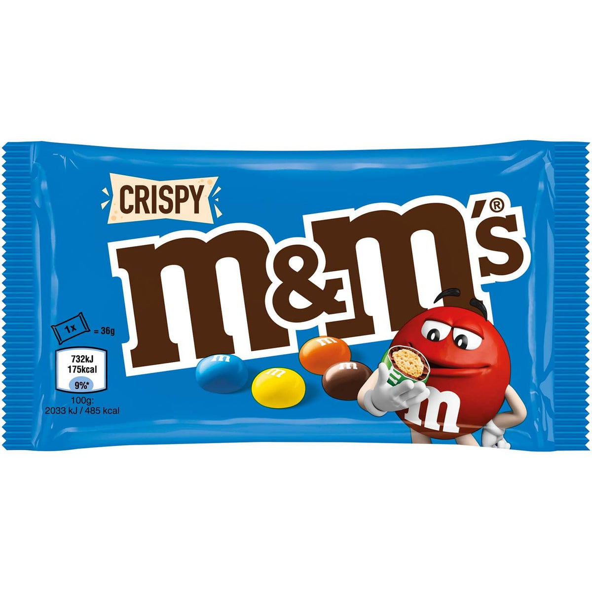 M&M´s M&M'S Crispy Milchschokolade Knusperreis 24×36g Thekendisplay – Detailansicht