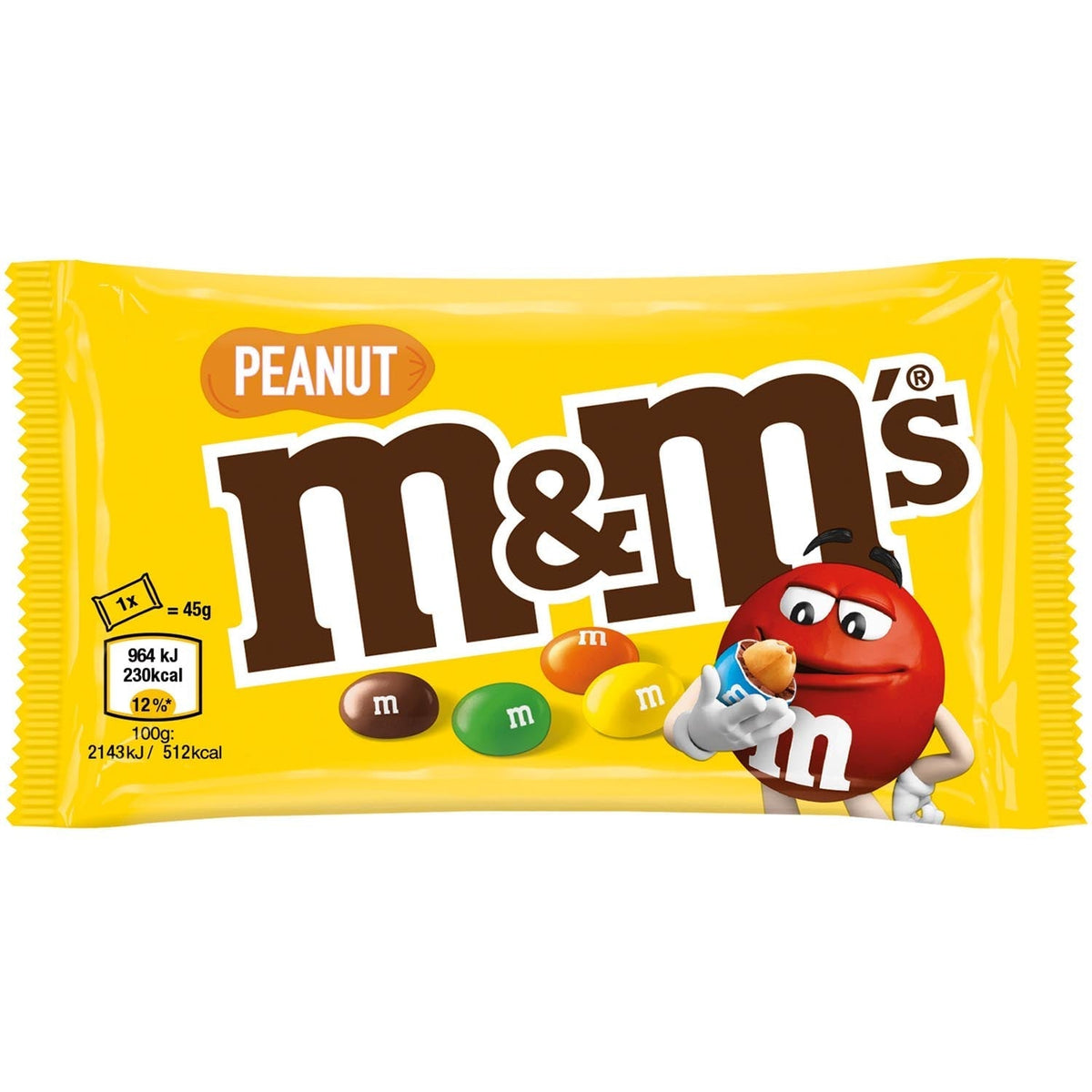 M&M´s M&M's Peanut Erdnuss-Schokolade 24x45g Portionspackungen Thekendisplay – Detailansicht