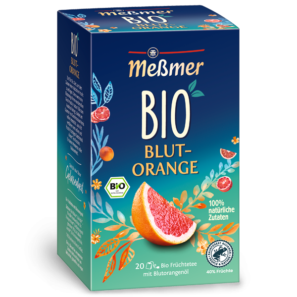 Messmer Bio Blutorange Bio Früchtetee mit Blutorangenöl Orange 20 Beutel