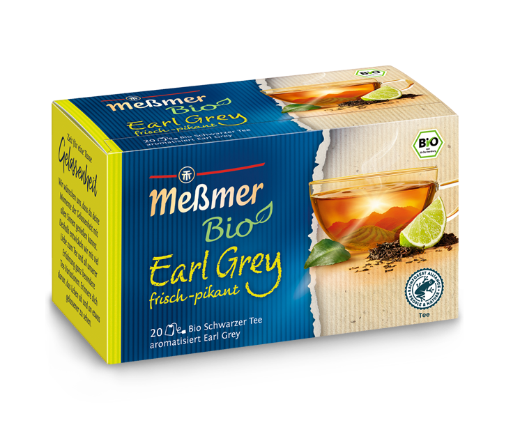 Messmer Bio Earl Grey Schwarzer Tee mit Bergamotte-Aroma 20 Beutel