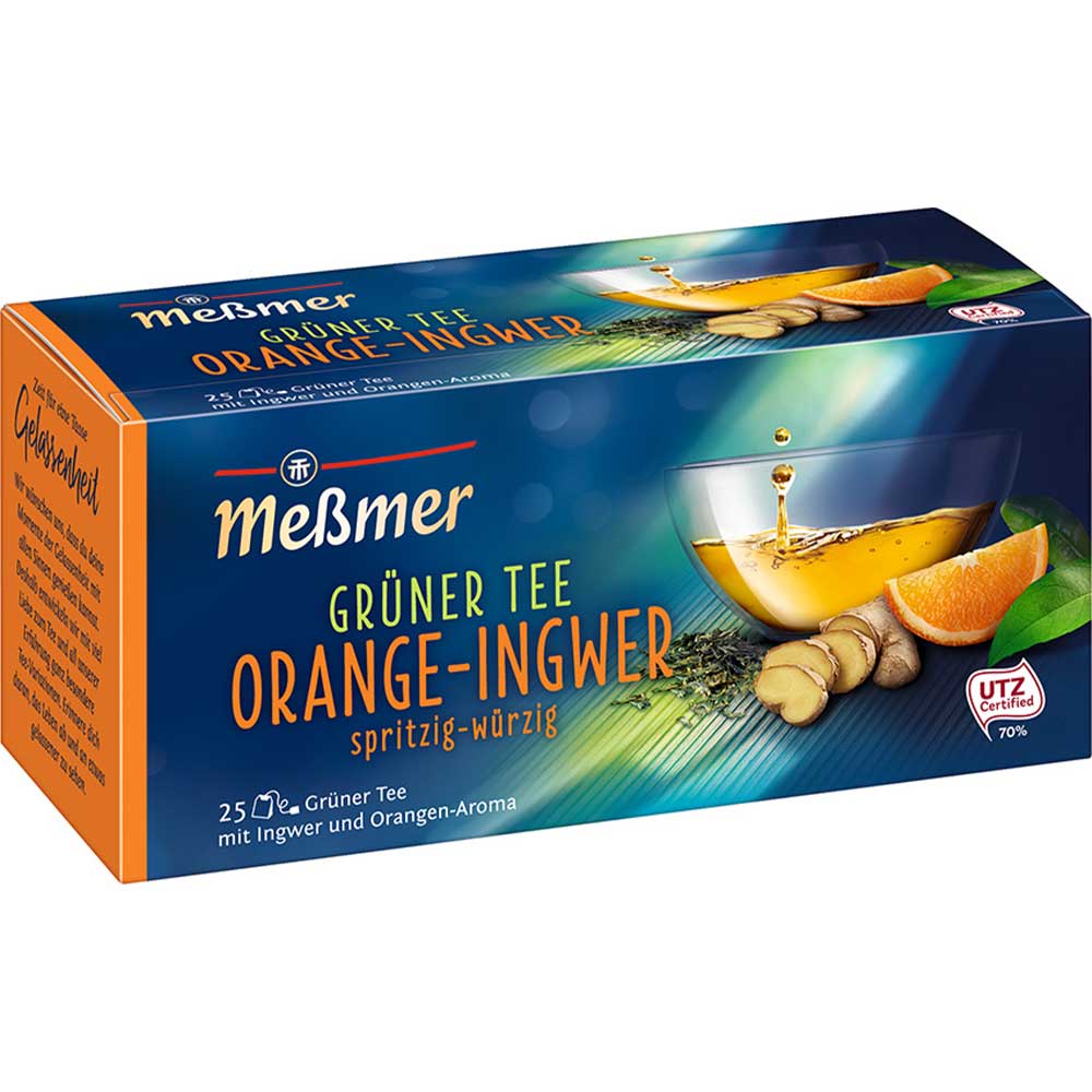 Messmer Grüner Tee Orange Ingwer 25er Beutel Fruchtig-aromatisch 37,5g