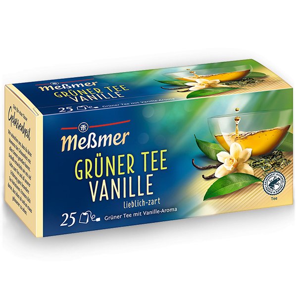 Messmer Grüntee Vanille 25er Aromatisierter Grüner Tee Beutel 37,5g