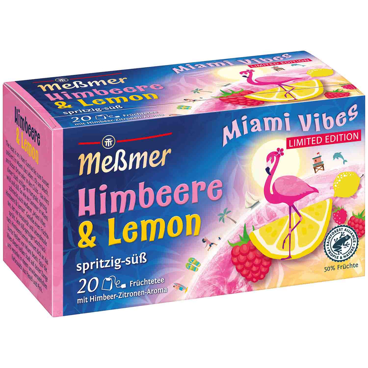 Messmer Miami Vibes Früchtetee Himbeere & Lemon 20 Beutel 35g