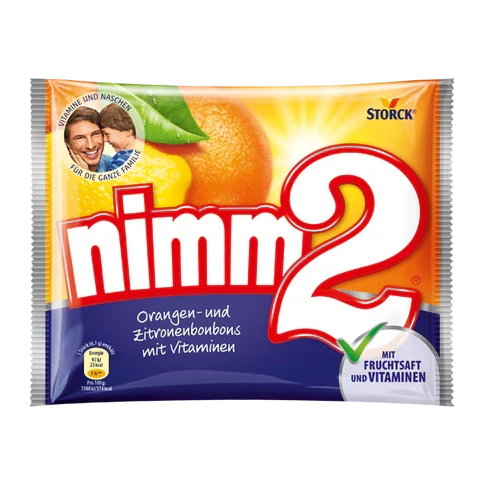 Nimm2 Bonbon 145g – Weiche Fruchtgummis mit Orangengeschmack und Vitaminen