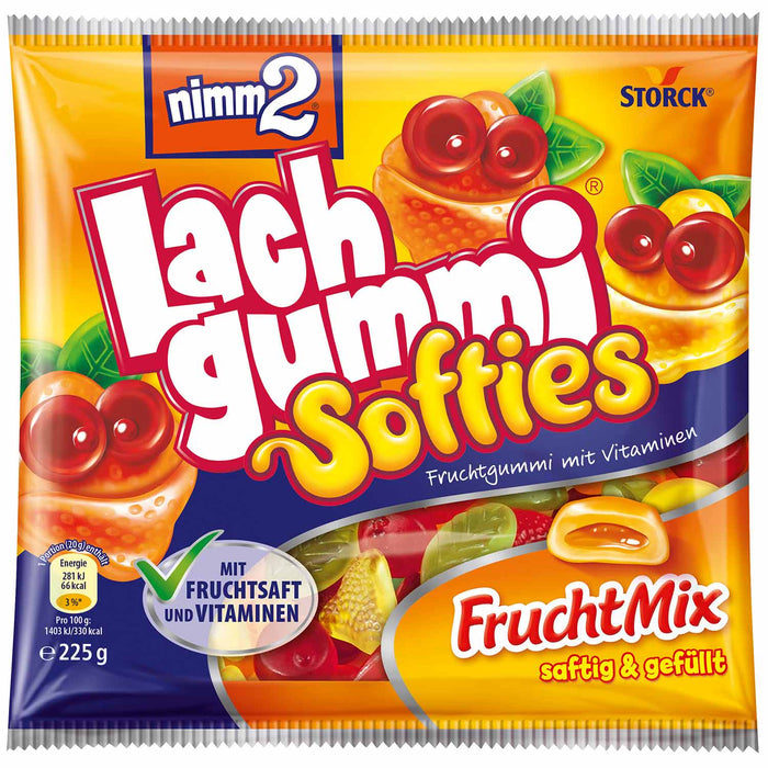 Nimm2 Lachgummi Softies Weiches Fruchtgummi mit Vitaminen 225g Beutel – Produktansicht