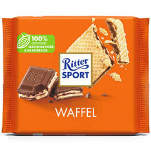 Ritter Sport Waffel 100g Vollmilchschokolade mit knuspriger Waffelfüllung – Produktansicht
