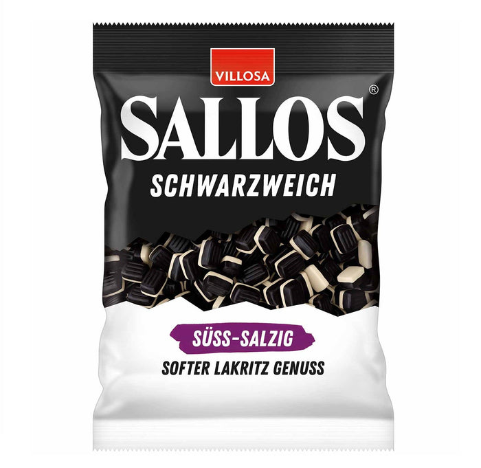 Sallos Schwarzweich Süss-Salzig Weichlakritz schwarz 200g Packung