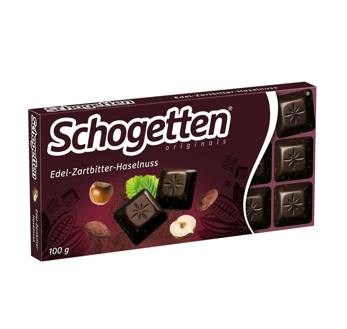 Schogetten Edel Zartbitter Haselnuss 100g Zartbitterschokolade mit Haselnussstücken