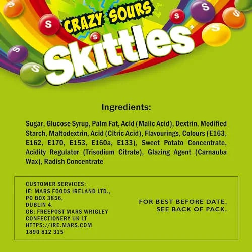 Skittles Giants Vegan Chewy Crazy Sour Fruchtgummi 132g – Detailansicht