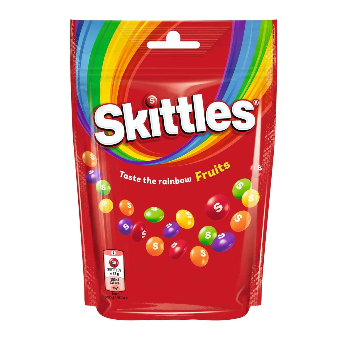 Skittles Fruits 136g Kaudragees mit knuspriger Zuckerhülle – Produktansicht