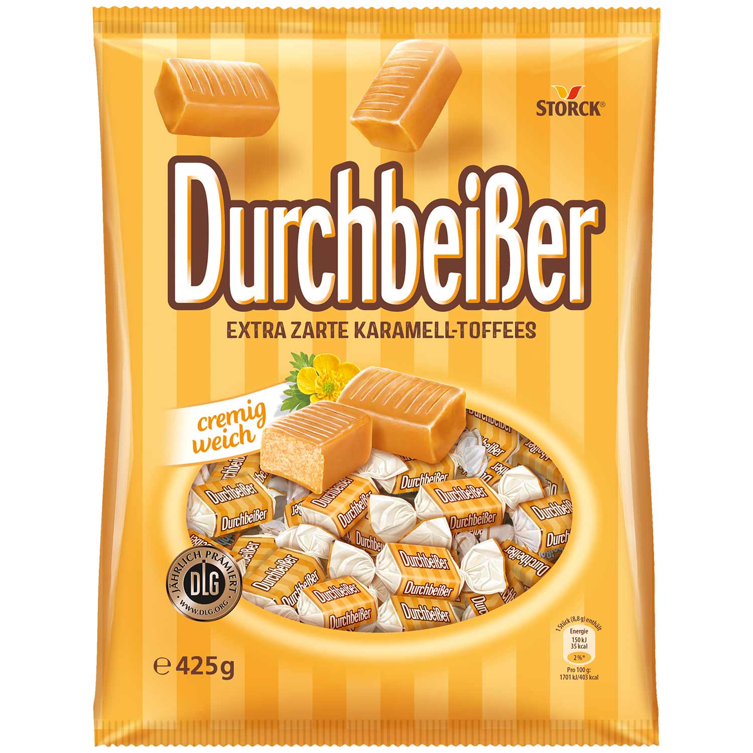 Storck Durchbeisser Karamelltoffees mit Vollmilchschokolade 425g – Produktansicht