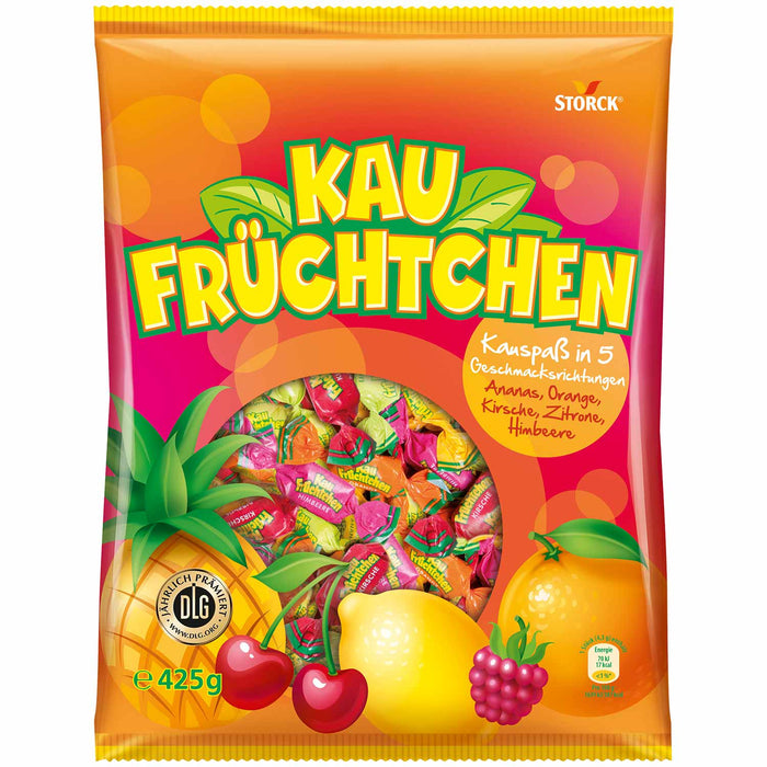 Storck Kau Früchtchen 425g fruchtige Kaubonbons ohne künstliche Farbstoffe – Produktansicht