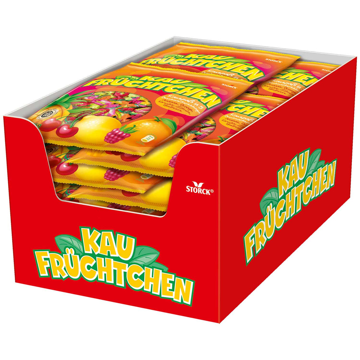 Storck Kau Früchtchen 425g – Fruchtige Kaubonbons ohne künstliche Farbstoffe – Detailansicht