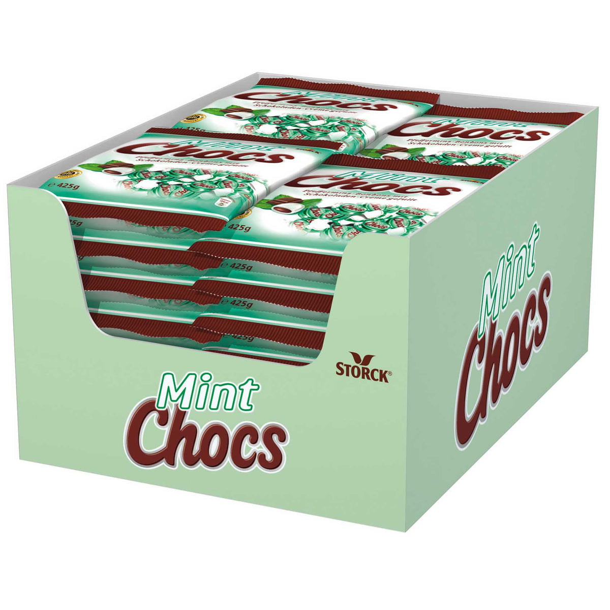 Storck Mint Chocs Pfefferminz-Bonbons mit Schokoladenfüllung 425g – Detailansicht