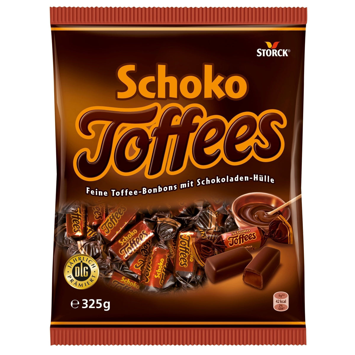 Storck Schoko Toffees 325g Weiche Karamell-Bonbons mit Schokoladenüberzug – Produktansicht