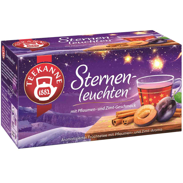 Teekanne Sternenleuchten Pflaume-Zimt Früchtetee 20 Beutel 50g – Produktansicht