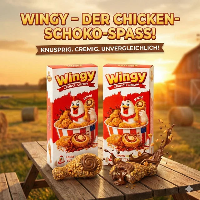 Wingy Crunch Crispy Schokolade 50g Chicken – Seitenansicht