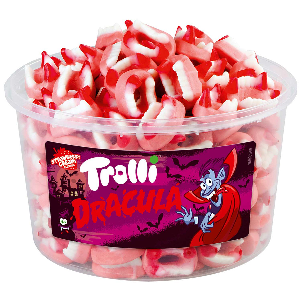 Trolli Dracula Fruchtgummi 150 Stück Erdbeer-Sahne 1050g – Produktansicht