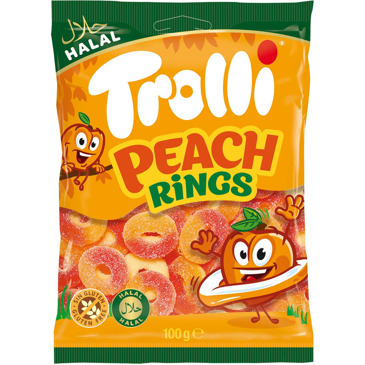 Trolli Peach Rings Fruchtgummi Pfirsichringe 100g Beutel