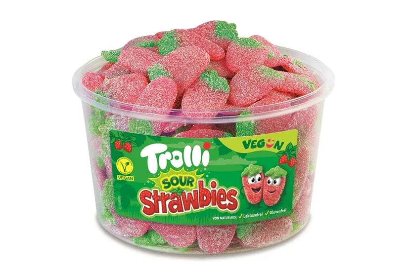 Trolli Sour Strawbies Saure Erdbeeren 150 Stk Gummibonbons 175g – Detailansicht