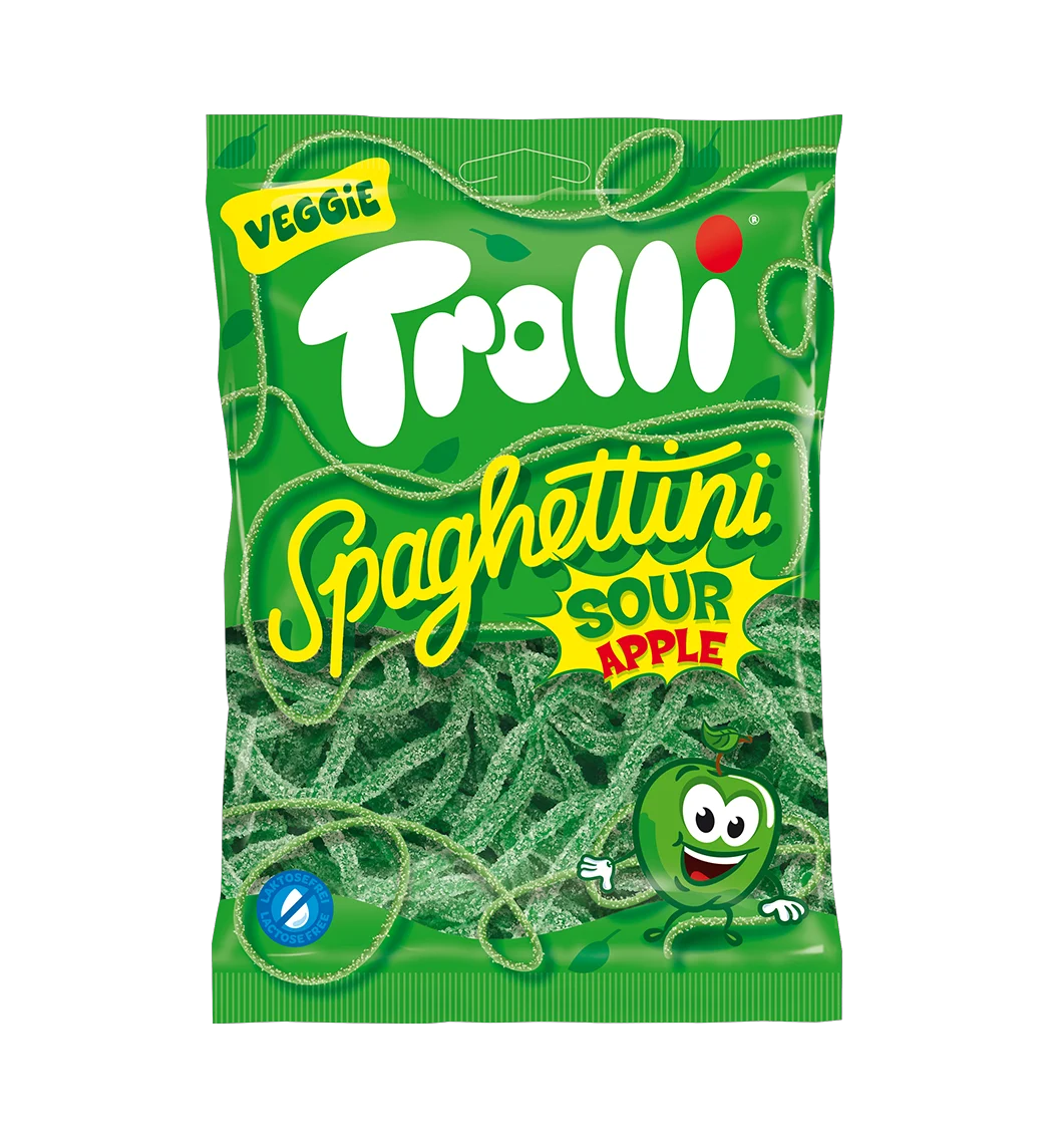 Trolli Spaghettini Sour Apfel Fruchtgummi 100g Packung
