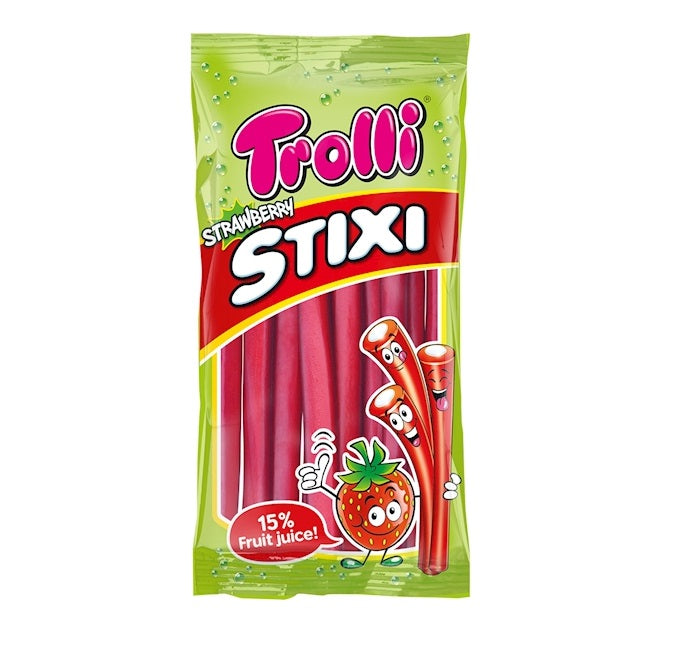 Trolli Strawberry Stixi Fruchtgummi 85g Packung