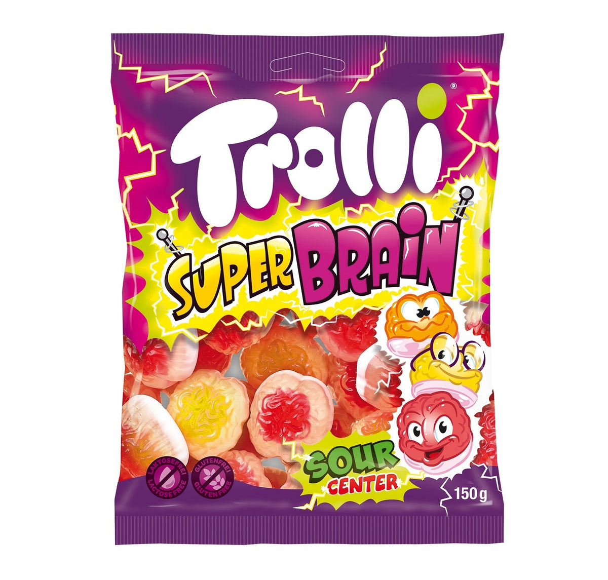 Trolli Super Brain Fruchtgummi 150g Beutel mit saurer Fruchtfüllung