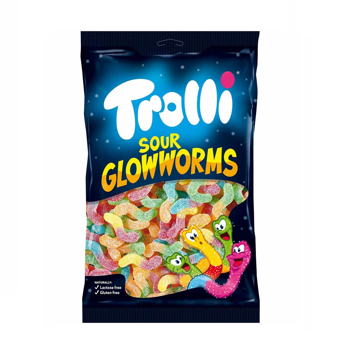 Trolli Saure Glühwürmchen Fruchtgummi 1 kg Packung Orange