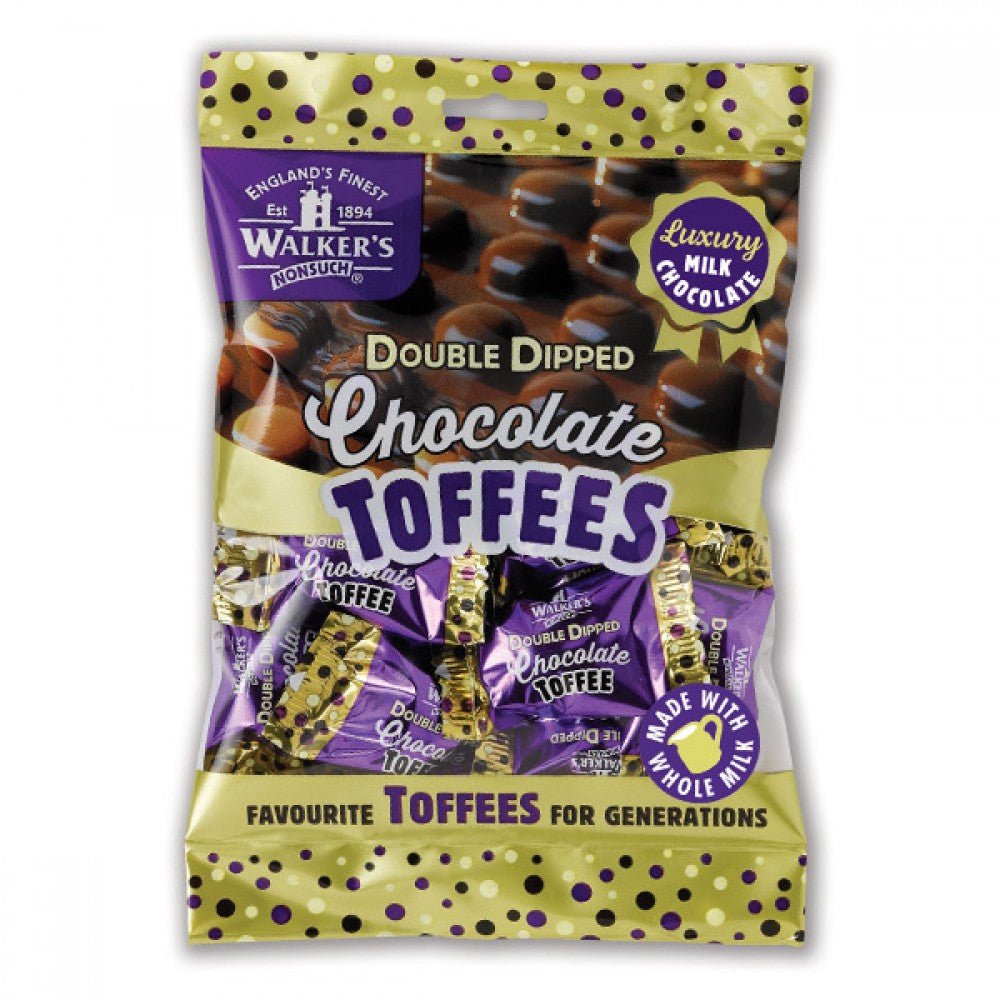 Walkers Double Dipped Chocolate Toffees 150g natürliche Karamellbonbons mit Doppel-Schokolade