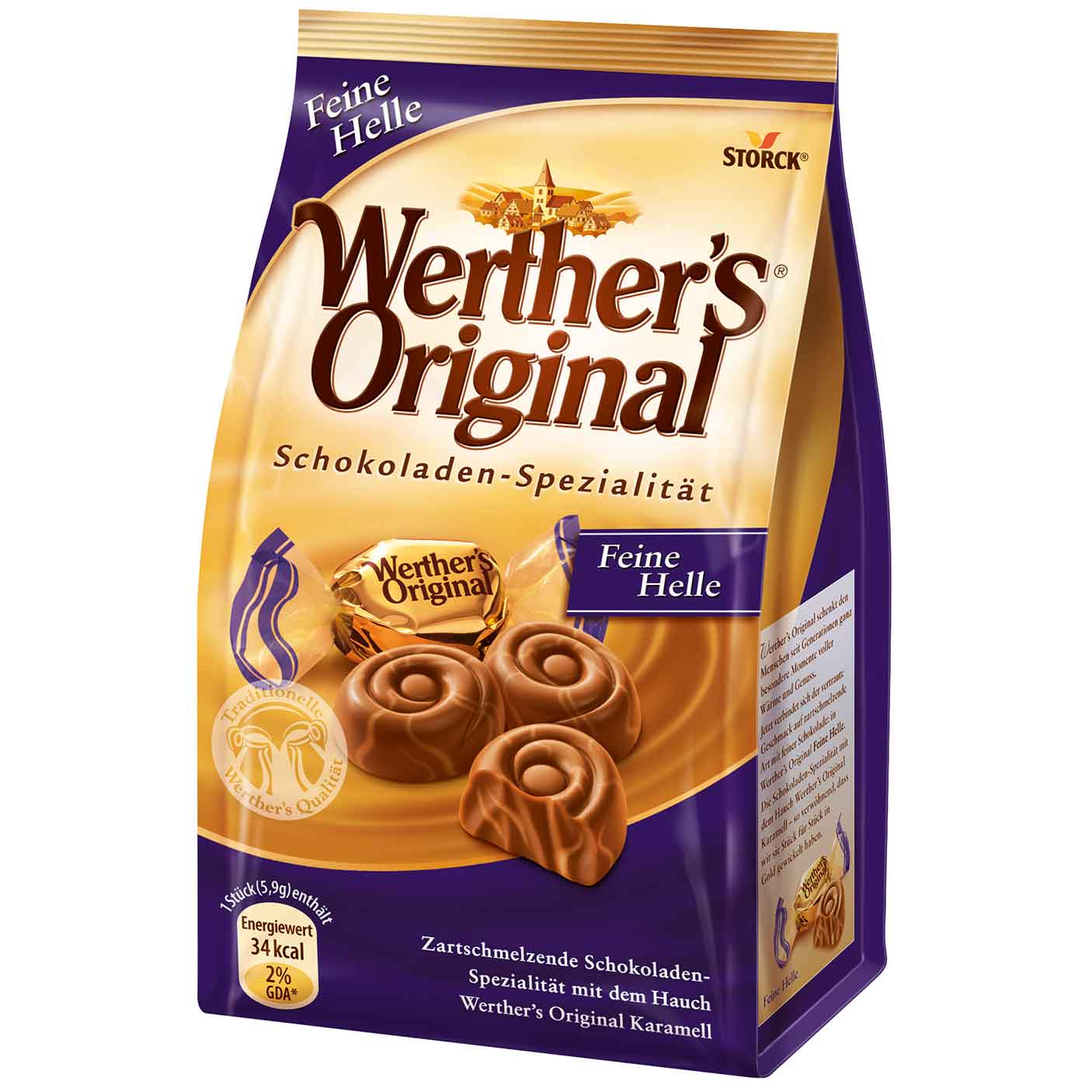 Werthers Original Schokoladen-Spezialität Feine Helle 153g Bonbons – Produktansicht