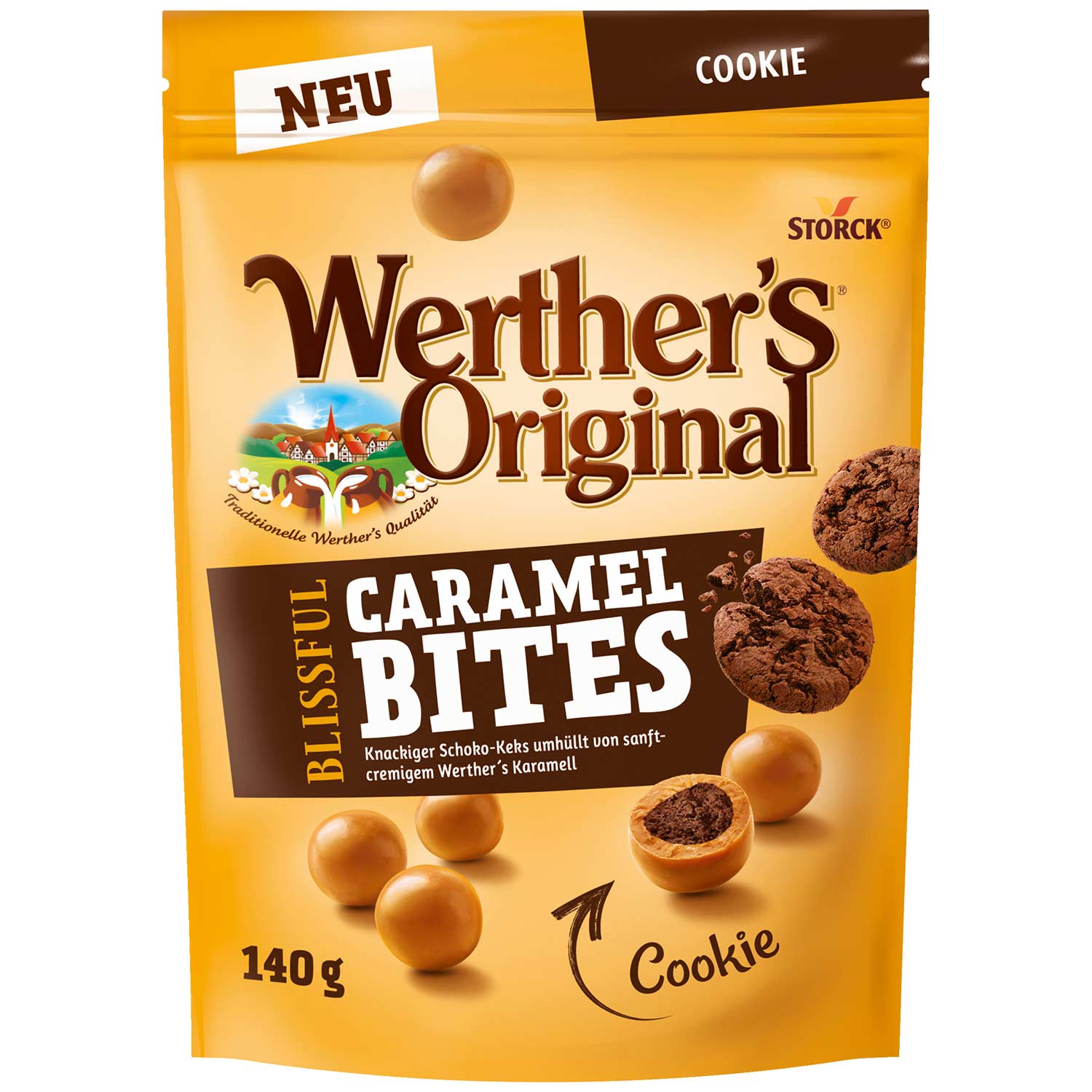 Werthers Original Blissful Caramel Bites Cookie 140g Snackkugeln – Produktansicht