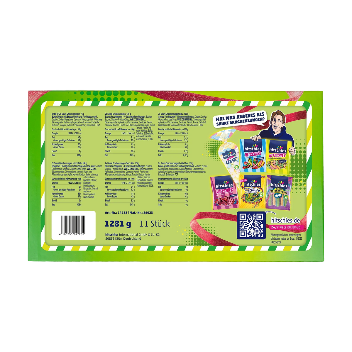 Hitschies Saure Drachenzungen Geschenkbox 1281 g Fruchtgummi – Rückansicht