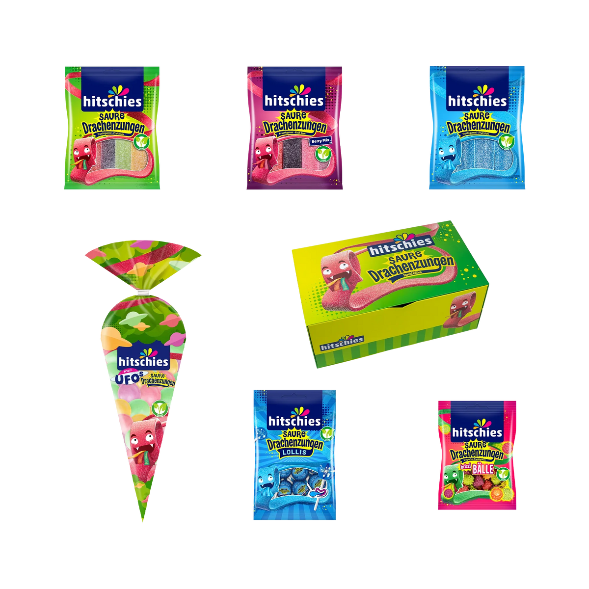 Hitschies Saure Drachenzungen Geschenkbox 1281 g Fruchtgummi – Detailansicht