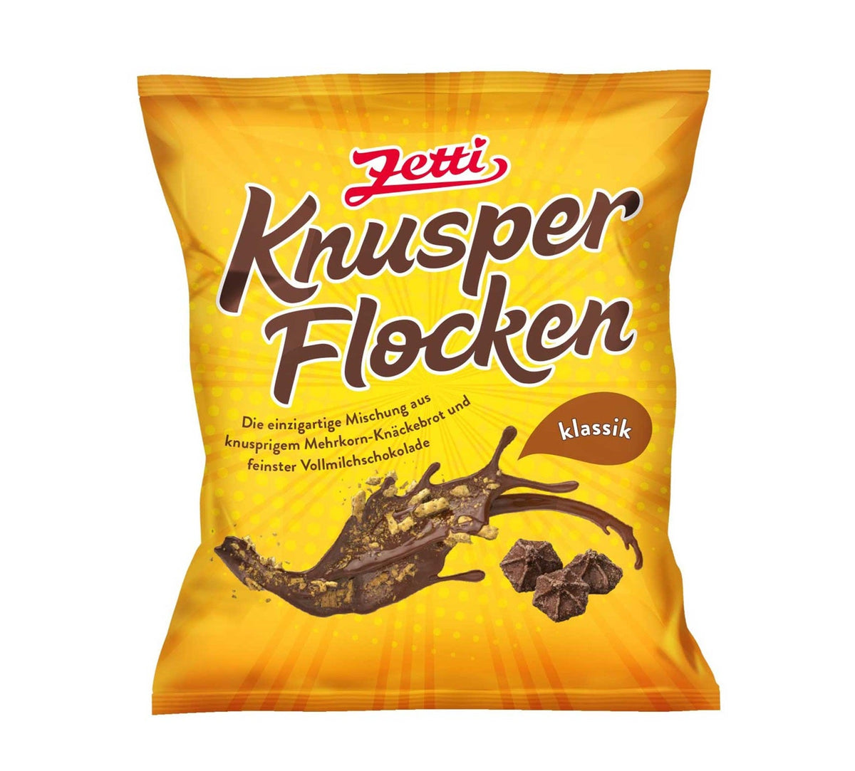 Zetti Knusperflocken Klassik 130g – knusprige Knäckebrot-Stückchen mit Vollmilch-Schokolade