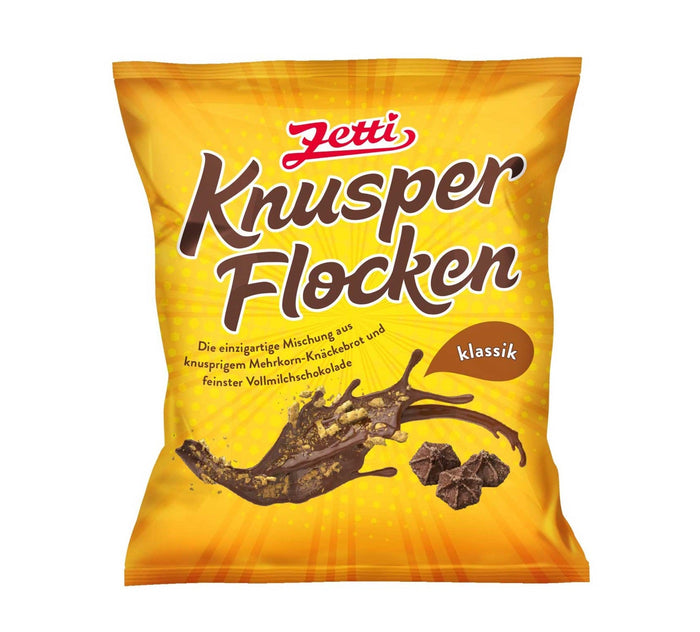 Zetti Knusperflocken Klassik 130g knusprige Knäckebrot-Stückchen mit Vollmilch-Schokolade