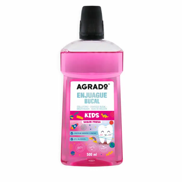 Agrado Mouthwash Kids Erdbeer Mundwasser 500ml Flasche kaufen Schweiz